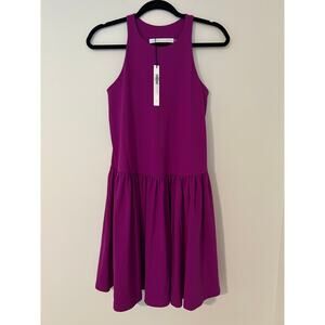 NWT Susana Monaco Racer A-Line Gathered Dress Ultra Violet Purple Drop Waist M